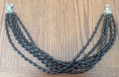 Jay King Mine Finds Black Coral 6 Strand Necklace 925 Sterling Silver DTR 17.5"