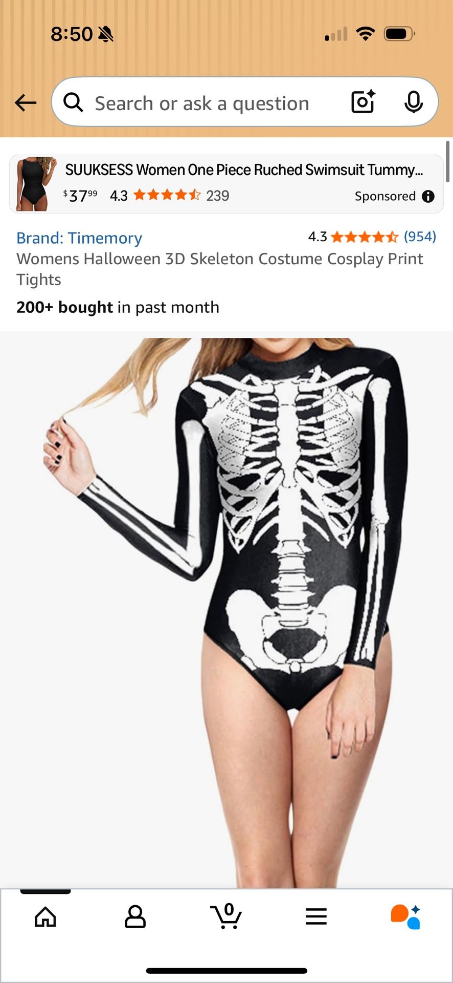 Women’s Size M 3D Skeleton Bodysuit