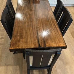 7 Piece Solid Mahogany Wood Dining Table & 6 Chairs