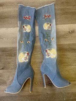 tall denim shoe