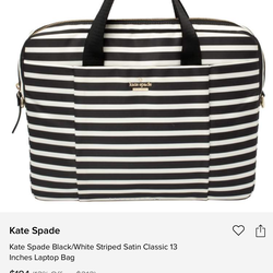 Kate Spade Kate Spade Black/White Striped Satin Classic 13 Inches Laptop Bag ,,, like new condition asking $120cash only thx