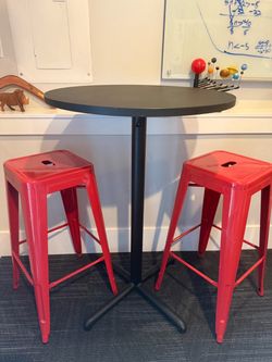 IKEA table and 2 stools