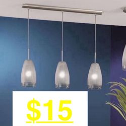 Eglo Crash 3-Light Matte Nickel Hanging Island Light Fixture 