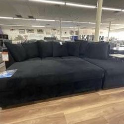 New Super Comfy All Black USA Made Sectional Sofa Couch *Ottoman Sold Separately*