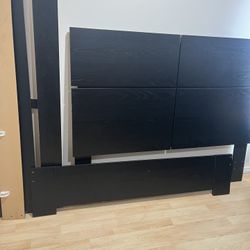 Queen Size Platform Bed Frame With Memory Foam Mattress 