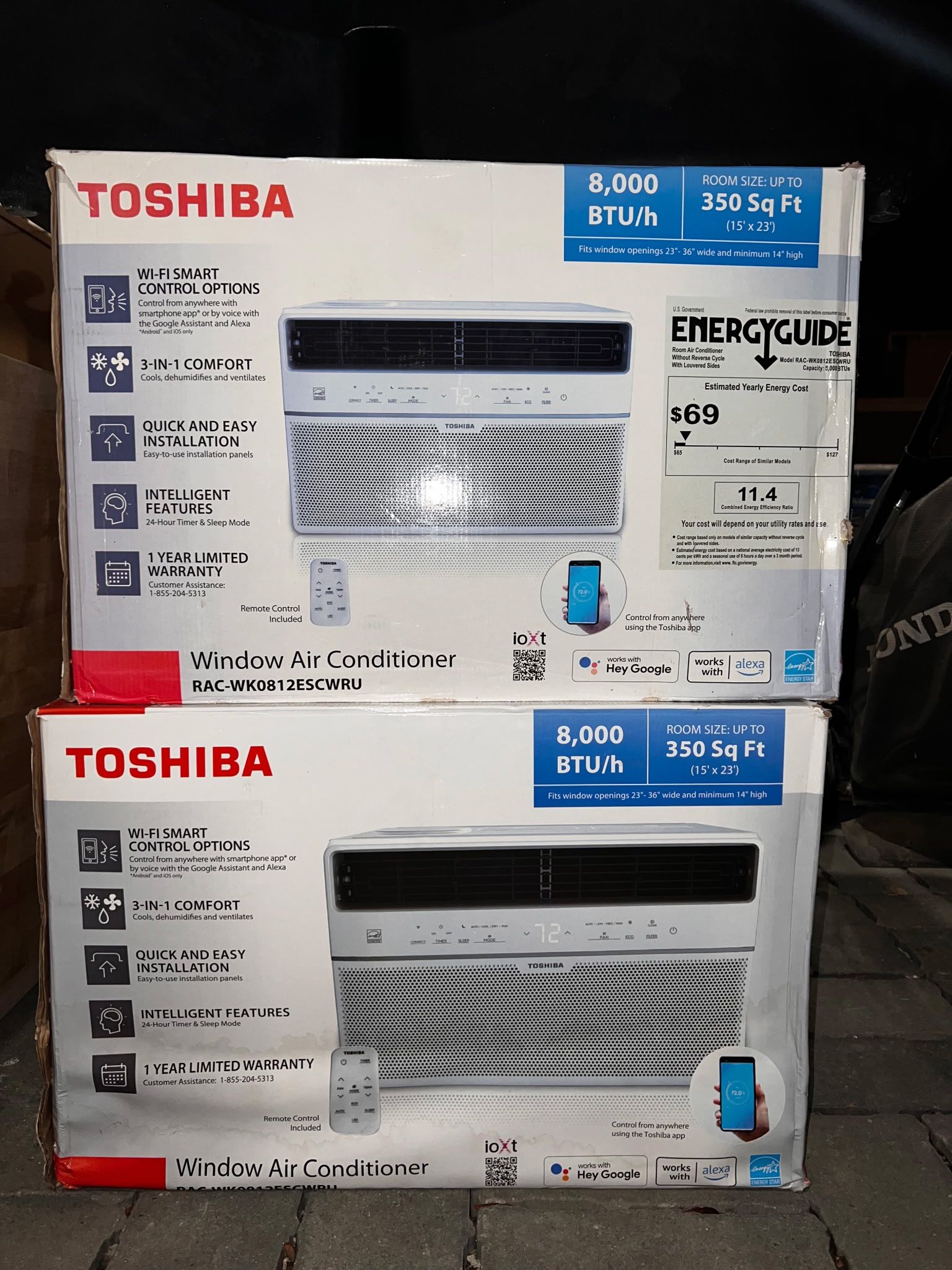 Toshiba ac 8,000 BTU 115-Volt Smart Wi-Fi Touch Control Window Air Conditioner with Remote