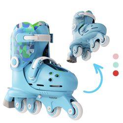 Yvolution Twista Kids Skates, Adjustable Modes, Kids Size 7J-11J, Blue, One Pair, Unisex