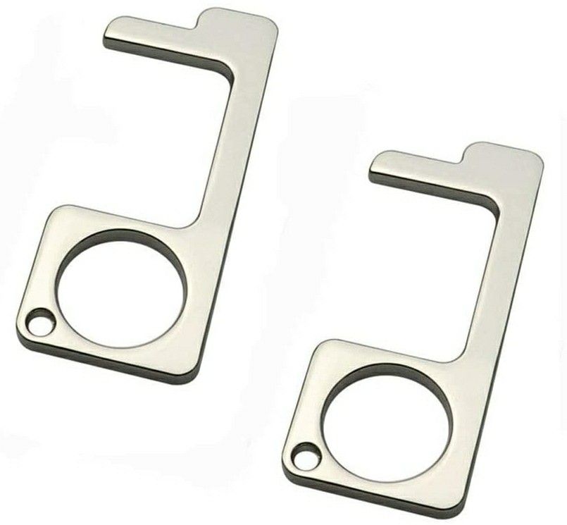 No Touch Door Opener Tool Portable Reusable ( Silver )