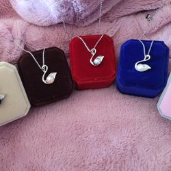 Fashion 925 Silver Pendant Swan for Women Real Natural Freshwater Pearl Necklace Engagement Gift