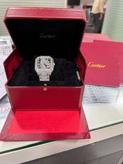 Iced Out Cartier Style Moissanite Watch VVS1 💎 Full Set