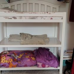 White Wood Changing Table With Changing Pad