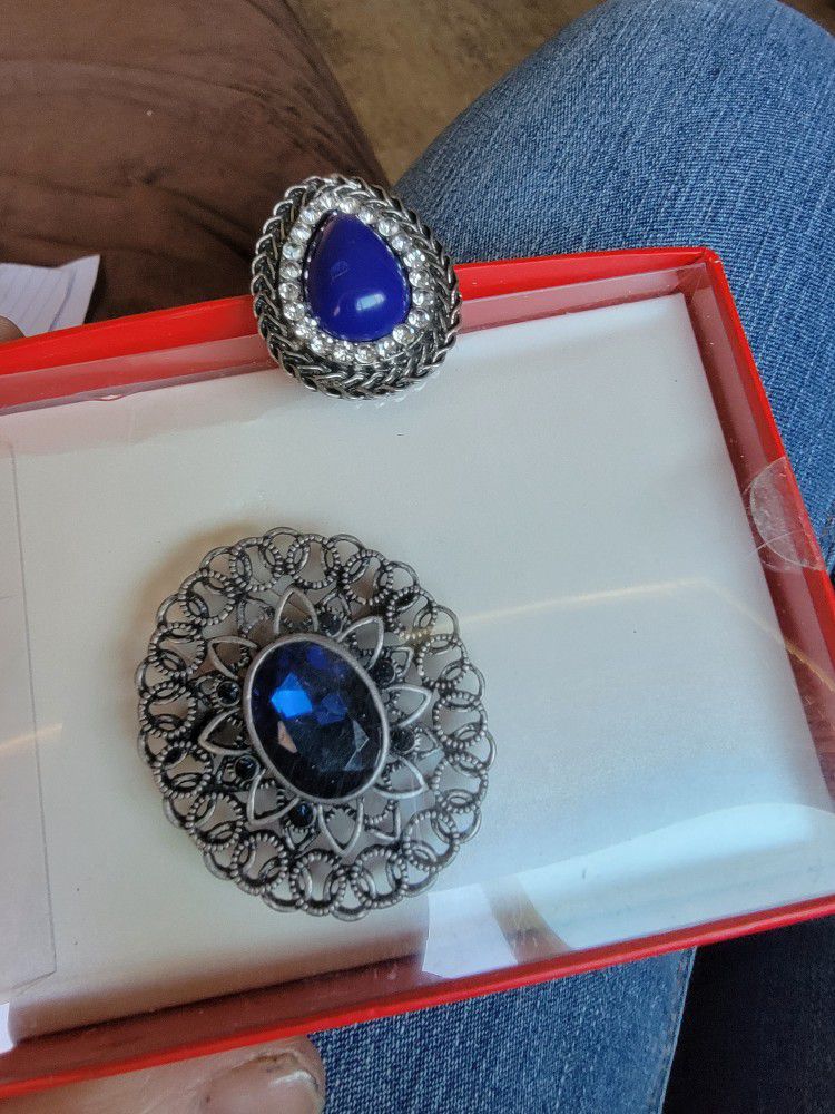 Blue Sapphire Brooch And Ring
