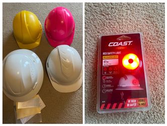 Four Hard Hats / Safety Helmets with Coast light