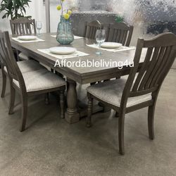 7 Pc Grey Dining Table Set Brand New In Box