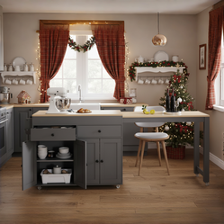 Mekong 74" Kitchen Island with Extendable Dining Table