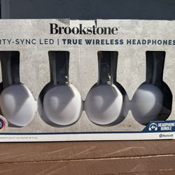 NEW Brookstone Party-Sync Led Wireless headphones 
