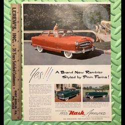 Large Original 1953 Nash Rambler Convertible Car Print Ad