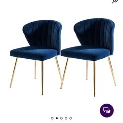 Axia Navy Blue Velvet Dining Chair (Set of 2)