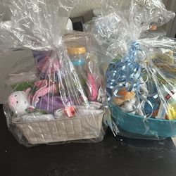 Wrapped Baby Gift Basket pink one sold