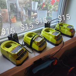 Ryobi one+ 18v $15 charger $15 flashlight spotlight