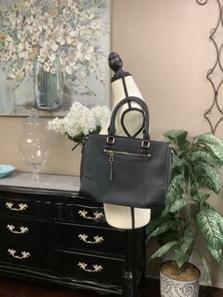 Miztique Black Structured Satchel with Gold Hardware, New