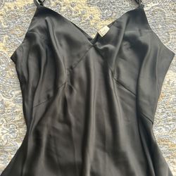 Black Satin Midi Dress 