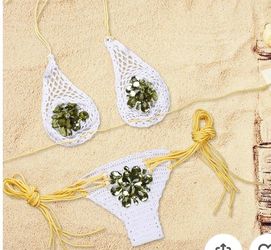 Sexy Embellished G-String Halter Bikini