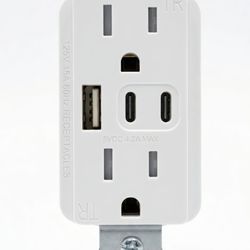 Wall Power outlet with 2 USB-C ports and 1 USB port 