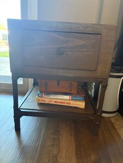 Industrial Wood and Metal End Table