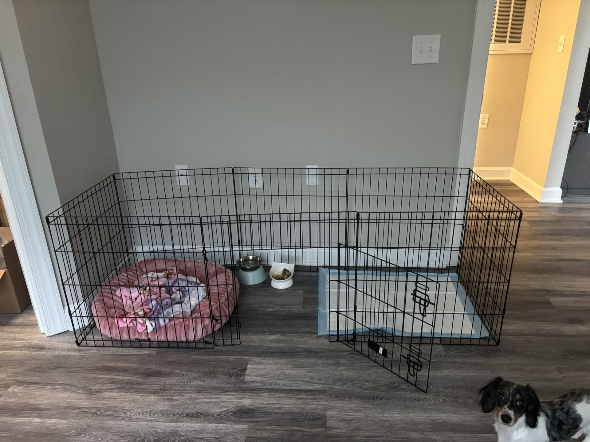 Dog / Pet / Animal Playpen / Crate / Cage + Pink Bed