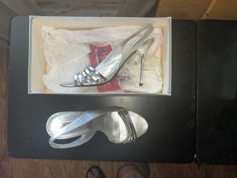 Silver & Rhinestone Heeled Sandals