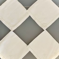 Lot of Four 13” White Vintage Linen Napkins #052524A1