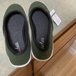 Flat Shoes By Fuschia.  New!  Olive Green