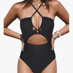 Nwt: CUPSHE Women's One Piece Swimsuit Plunge Neckline Cutout Criss NWT: Cross Bathing Suit