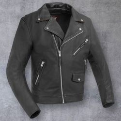 First Mfg Arnold Leather Motorcycle Jacket 4XL Black Naked Cowhide w/Armor pads 