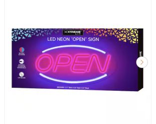 8.66 in. x 17.7 in. Large Neon Open Signs for Business Windows, Multicolored