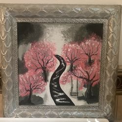 Decorative Metal Frame Cherry Blossom Trees Wall Art