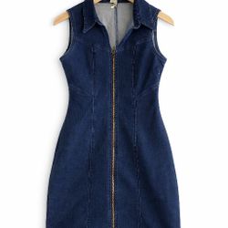 Denim Zip-Up Dress – Size Medium