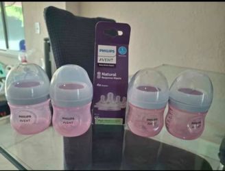 Philips Avent - Biberón natural con boquilla de respuesta natural, rosa, 4 onzas