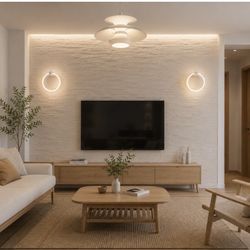Modern LED Ring Wall Light – Black or White – Brushed Gold Accent – Bathroom Vanity Lamp – $15
