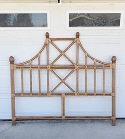 Rattan Bamboo Pagoda Style Headboard Full or Queen