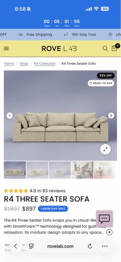 Rove Concepts R4 3-Seater Sofa - Lunar Dune