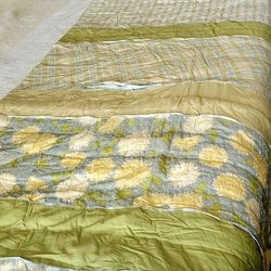 Soft Cotton Quilted Blanket /needs some minor sewing.