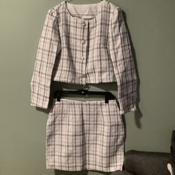 Shein Houndstooth Skirt and Bazer Suit Size M/6 Worn Once