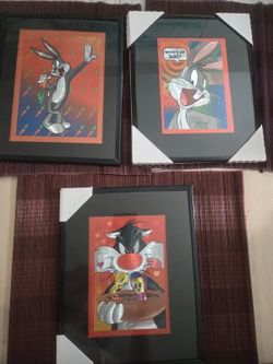 NEW Set of 3 Wall Decor Collage vintage Looney Tunes theme Artworks picture frame 10" × 8" in