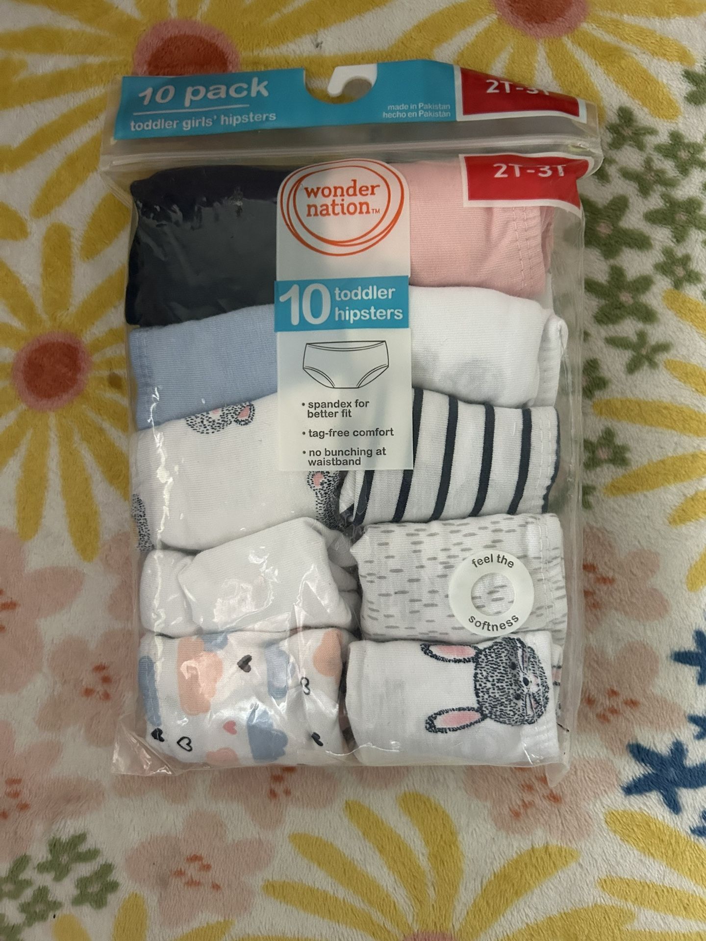 10 Pack Wonder Nation Girls Toddler Underwear Size 2-3T