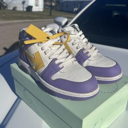 OFF-WHITE Out of Office Sneakers White Purple Yellow Size 10