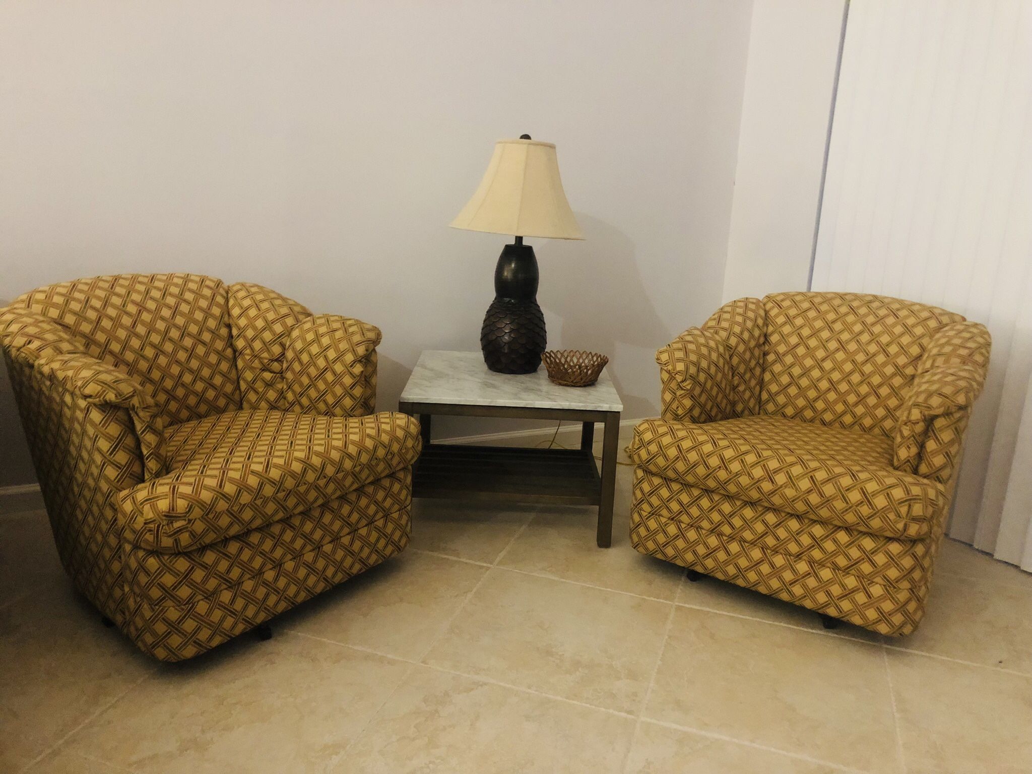 Pair Of Barrel Swivel Chairs 