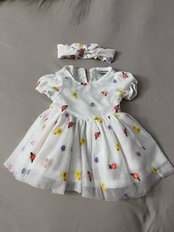 Daisy Fuentes Baby Girl Floral Tulle Dress with Headband