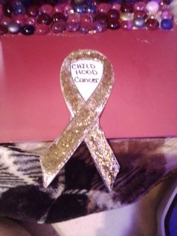 Childhood Cancer Gold Glitter Awareness Ribbon